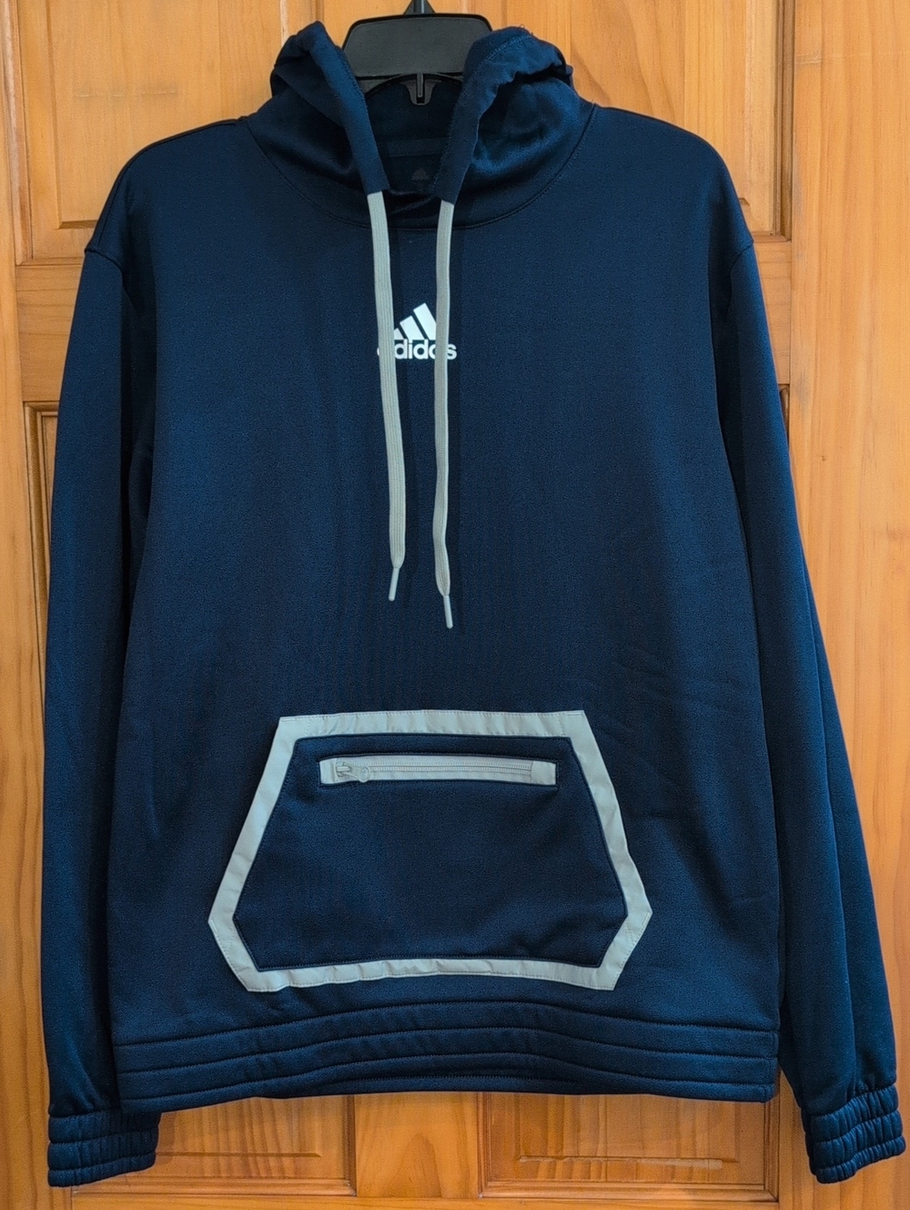 Adidas Navy Fleece Hoodie with Light Gray Trim